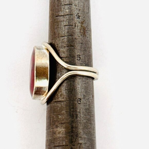 Vintage Sterling Silver Red Jasper Oval Statement Ring Size 5.5 Taxco Mexico - Picture 6 of 11